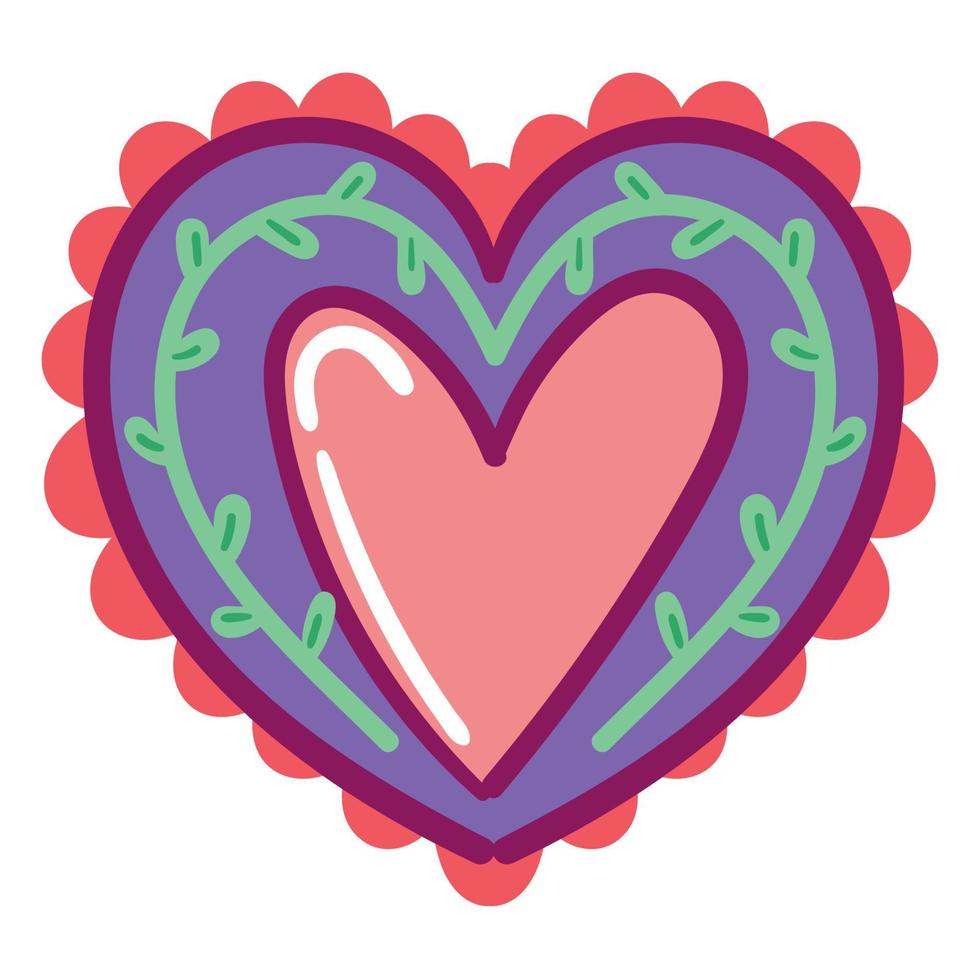 floral heart decoration vector