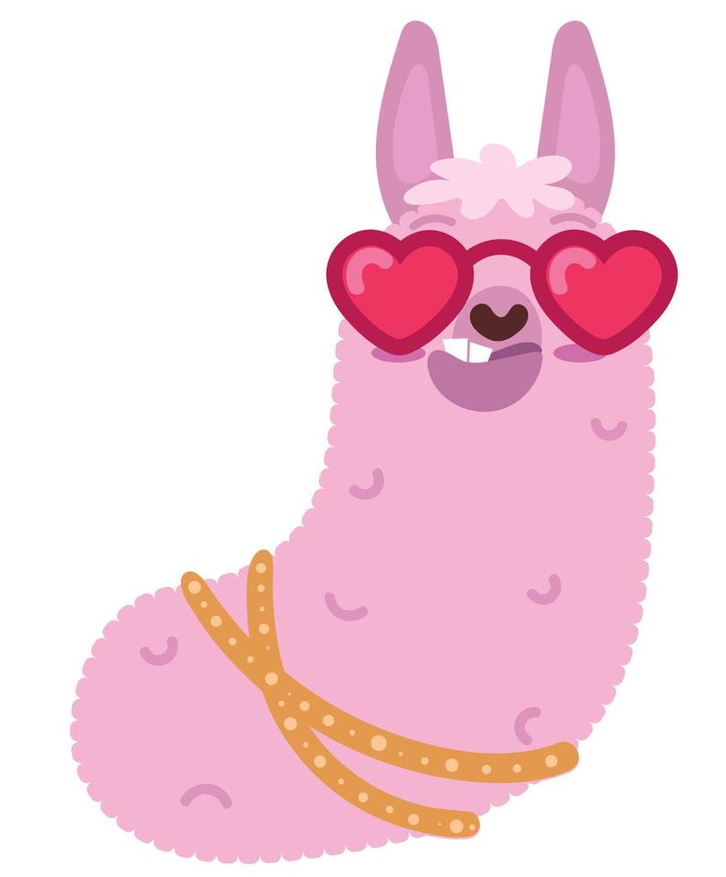llama with heart glasses vector