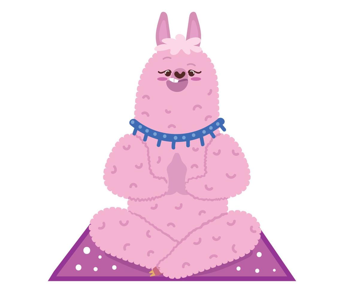 llama en pose de meditación vector