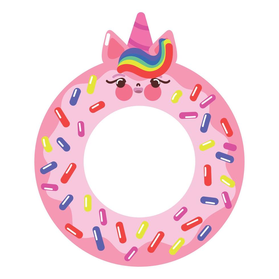 kawaii unicorn donut vector