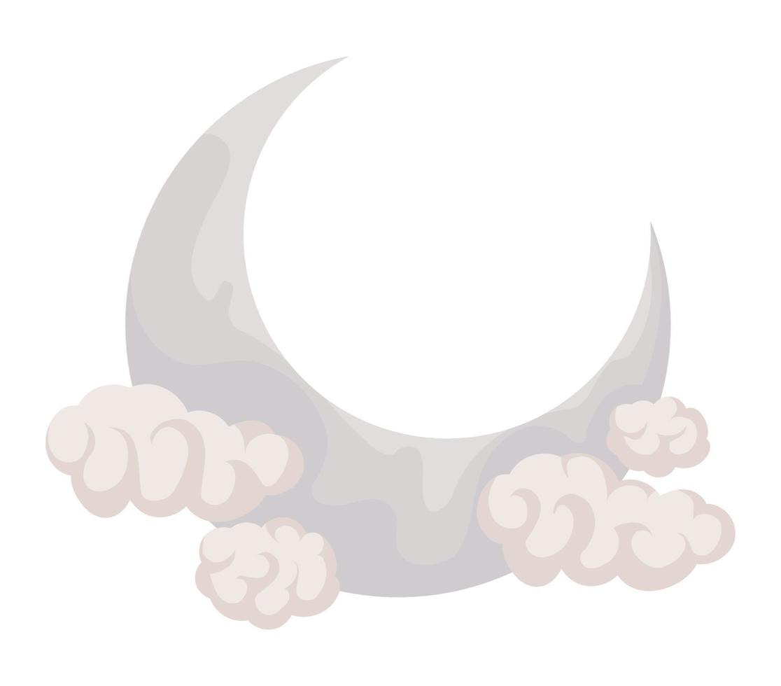 luna y nubes vector