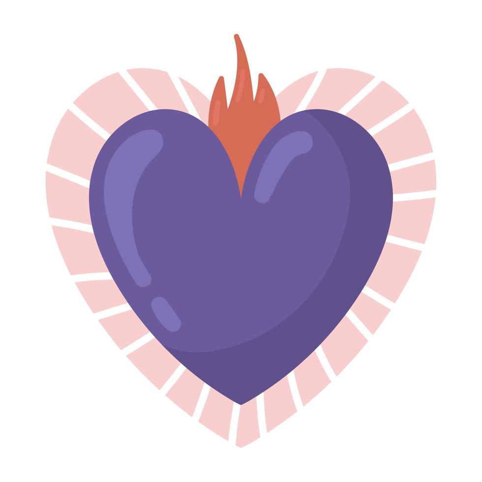 heart flame decoration vector