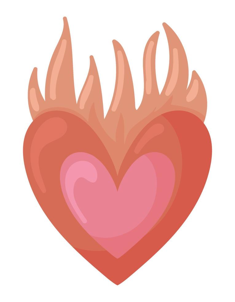 heart in fire vector