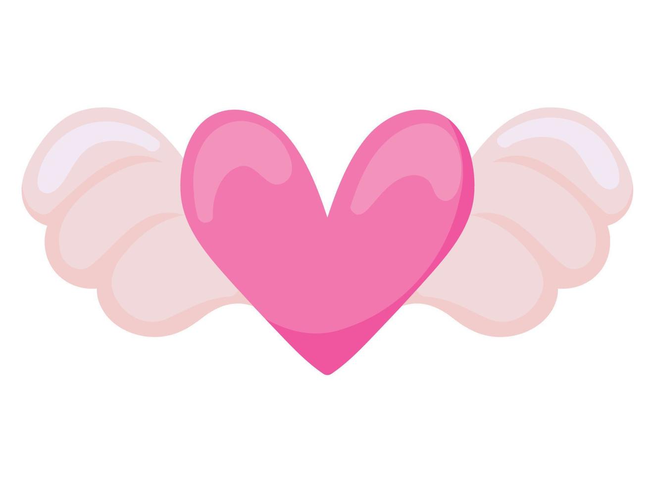 heart with wings valentines day vector