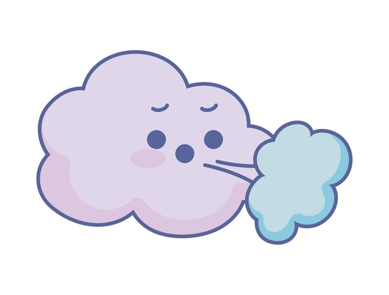 cloud wing kawaii weather vector