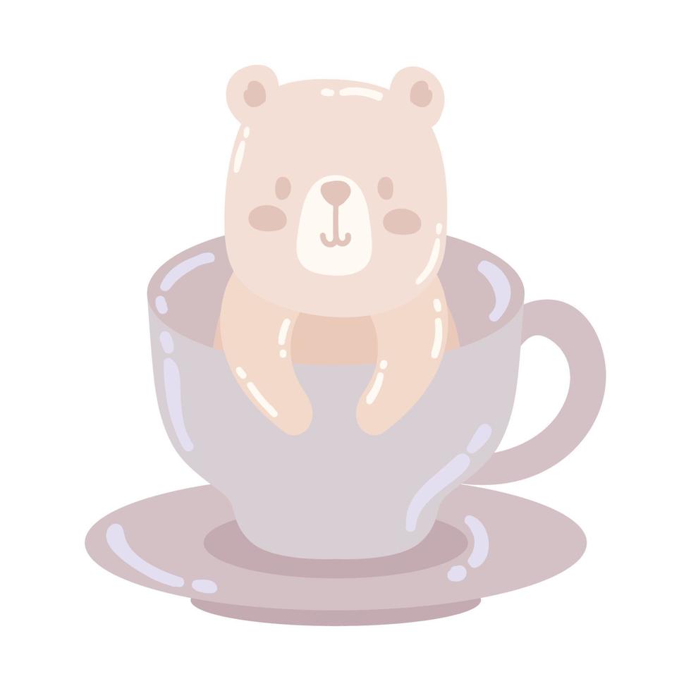 lindo oso en la taza vector