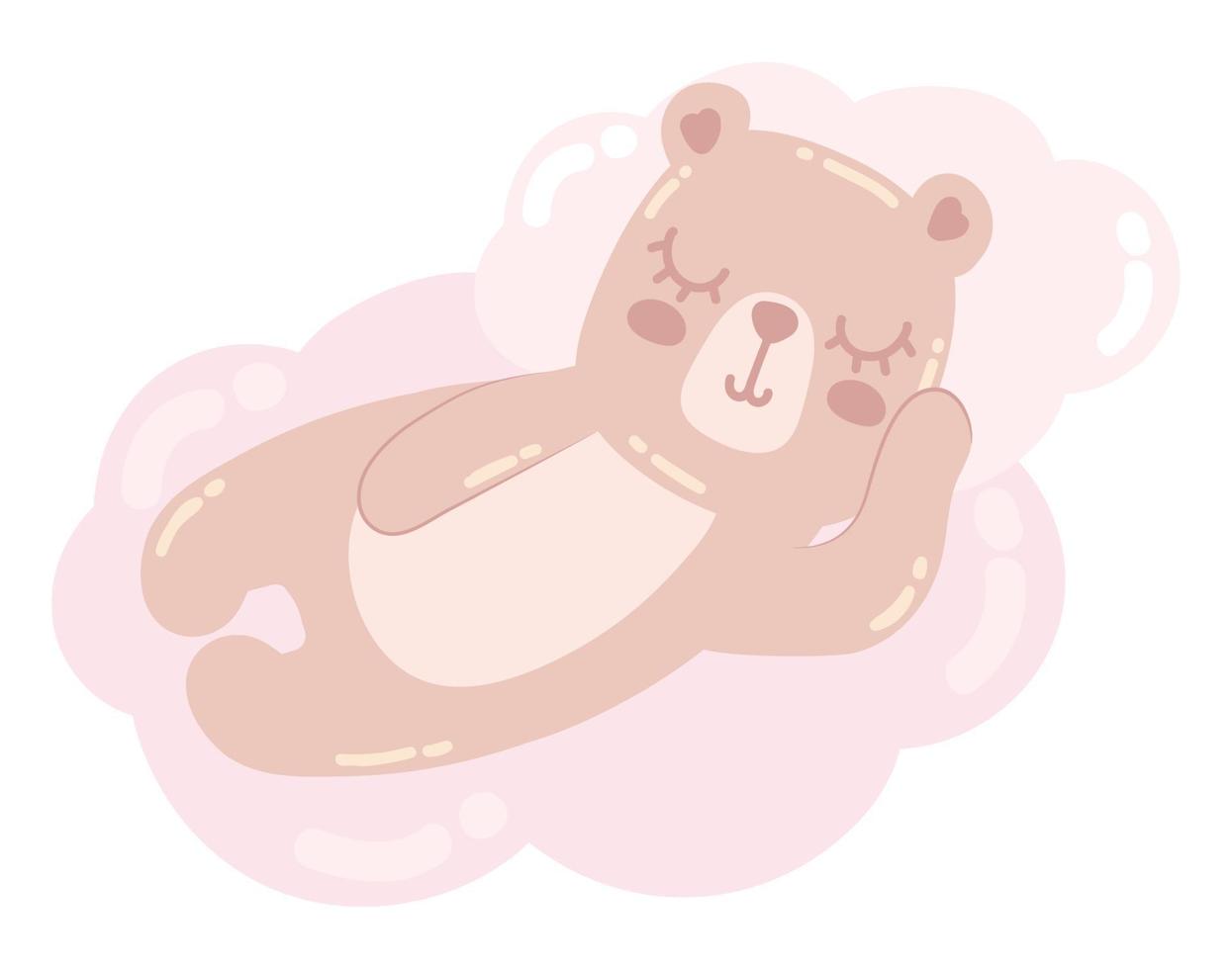 cute bear on cloud vector