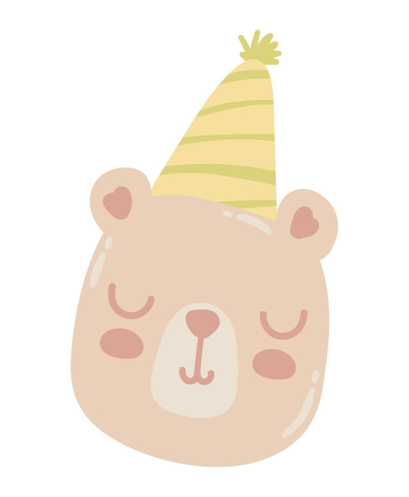 cute bear face with party hat vector