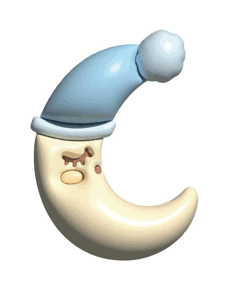 sleep moon with hat vector