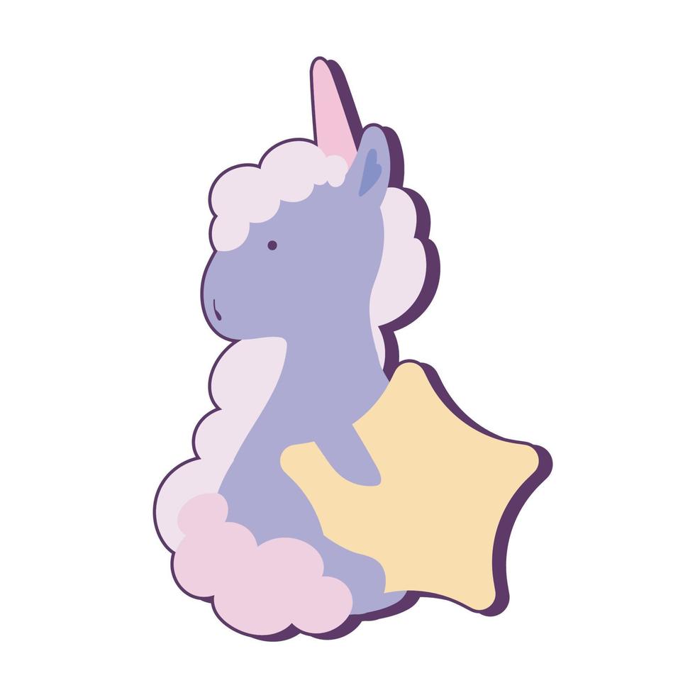 kawaii unicorn with star vector