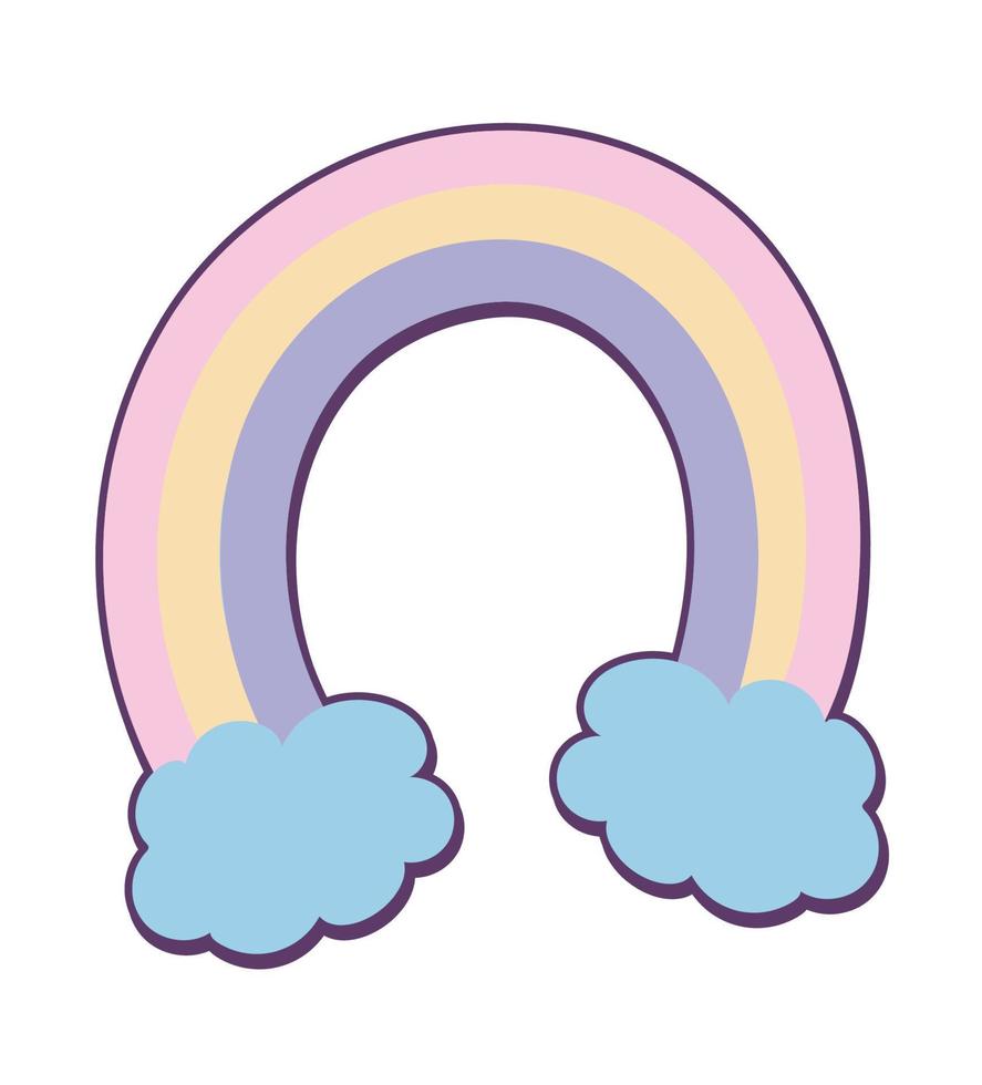 rainbow clouds cartoon vector