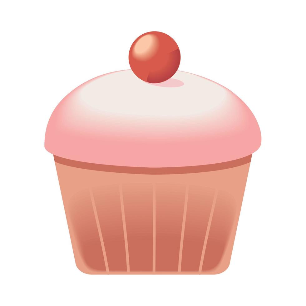 cupcake with cherry vector