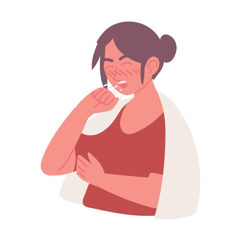 sick woman with cough vector