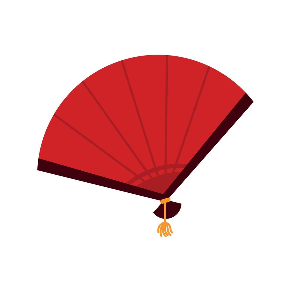 chinese red hand fan vector