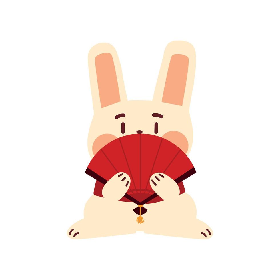 rabbit with chinese fan vector