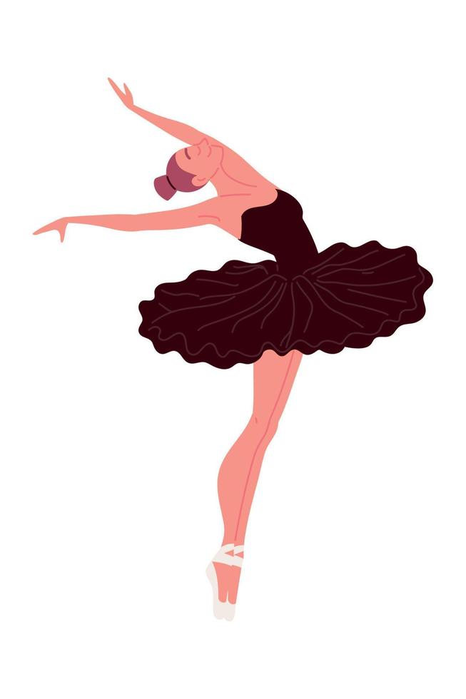 bailarina en tutú de ballet negro vector