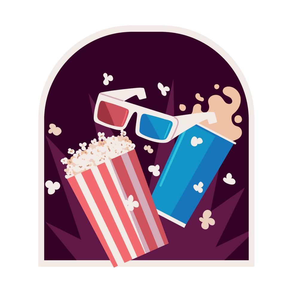 movie 3d glasses and food vector