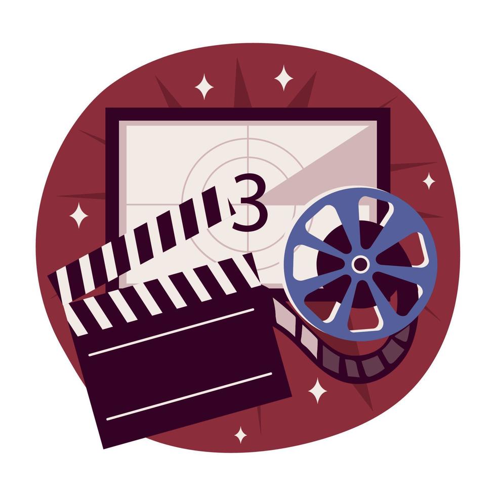 carrete y claqueta de cine vector