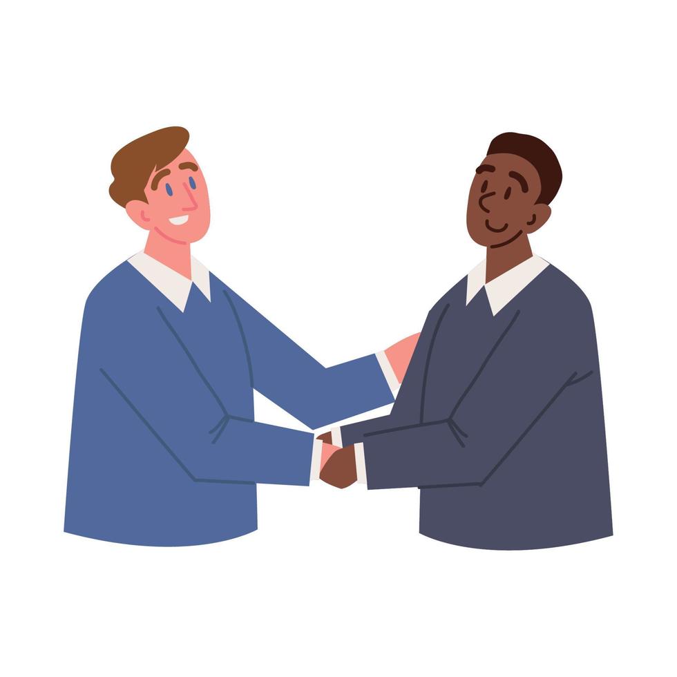 black and white man handshake vector