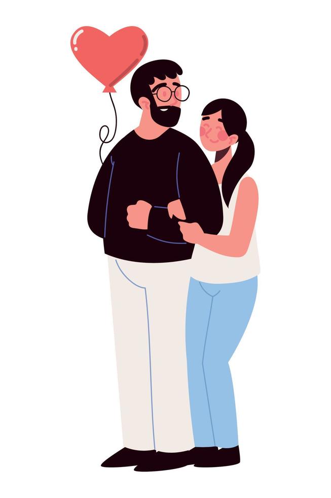 couple with heart balloon vector