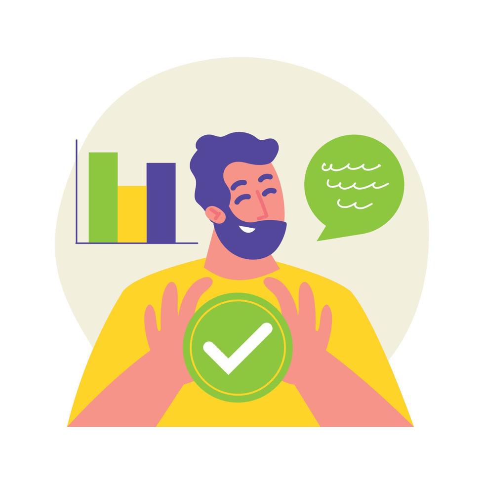 guy and marketing checkmark vector