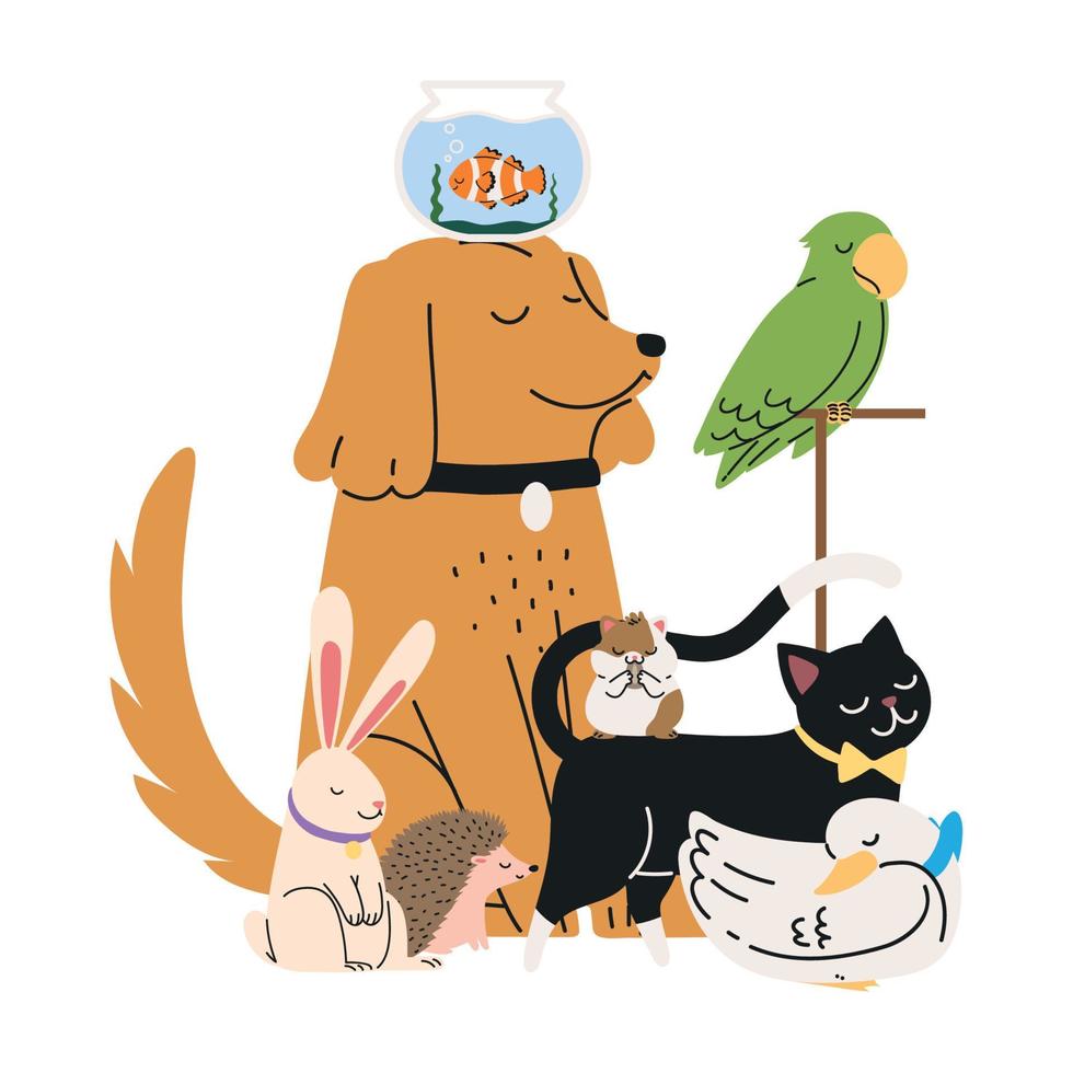 mascotas animales adorables vector