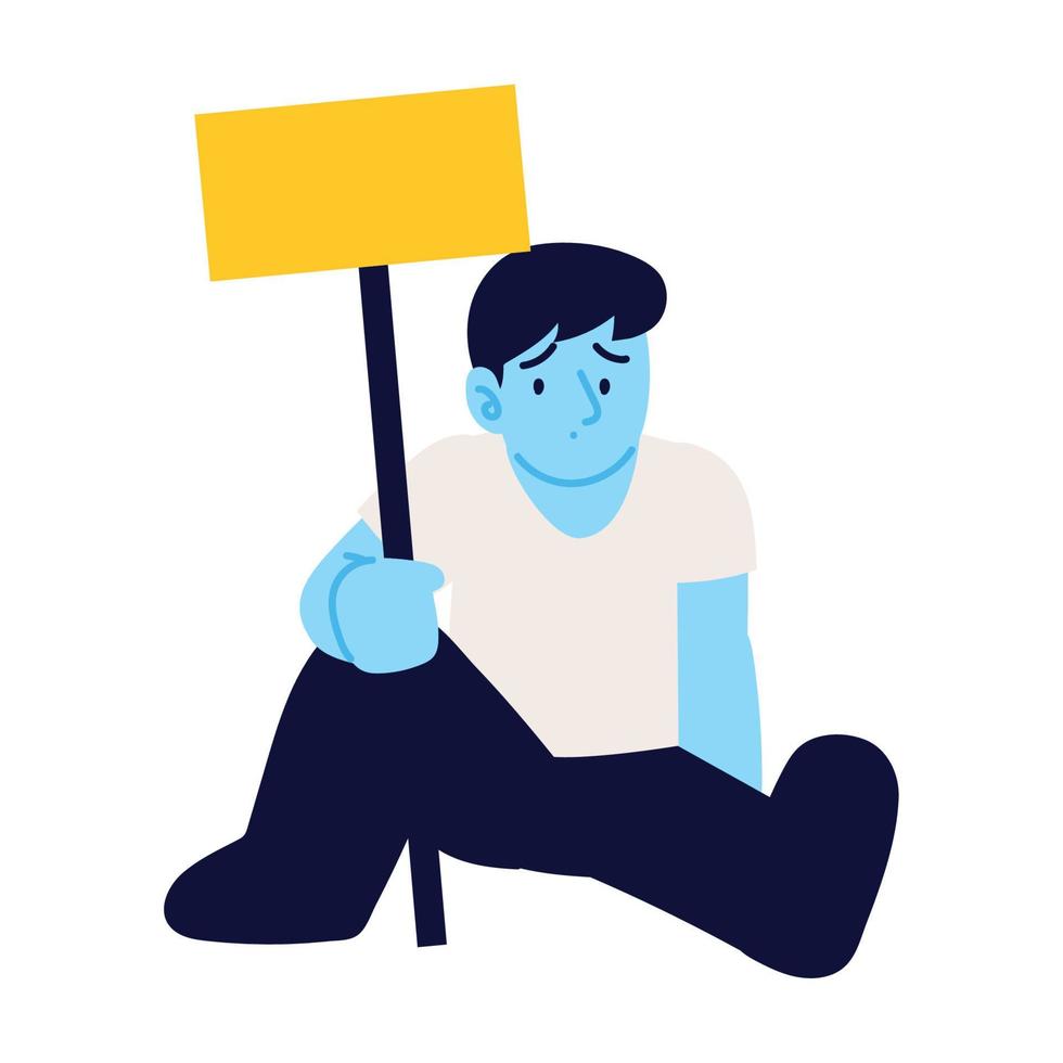 sad man with blank placard vector