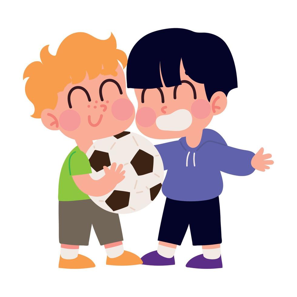 happy boys with ball vector