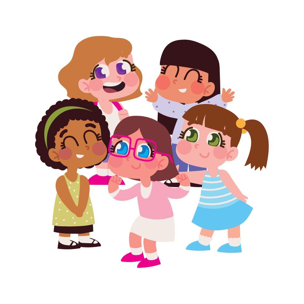 happy group of kids vector