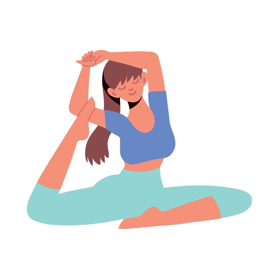 mujer haciendo yoga vector