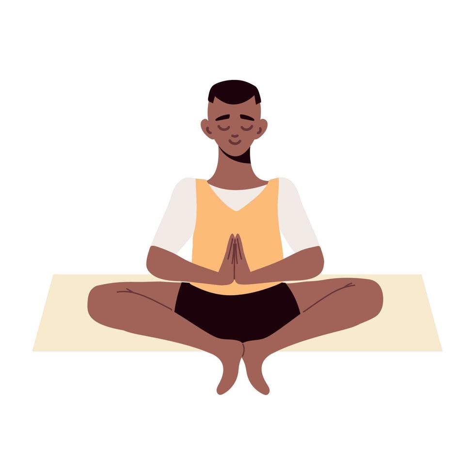 hombre en pose de meditación yoga vector