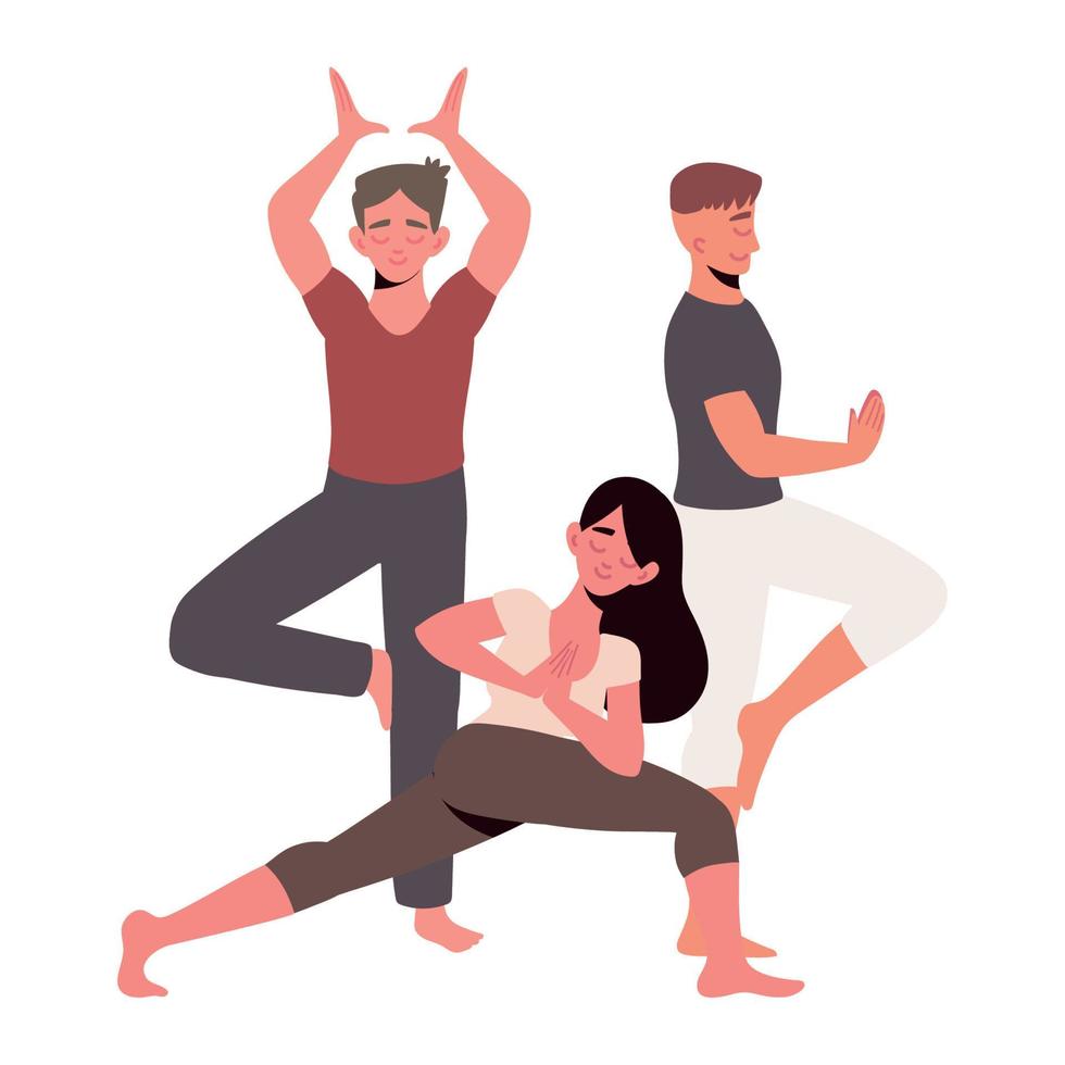 gente haciendo yoga vector