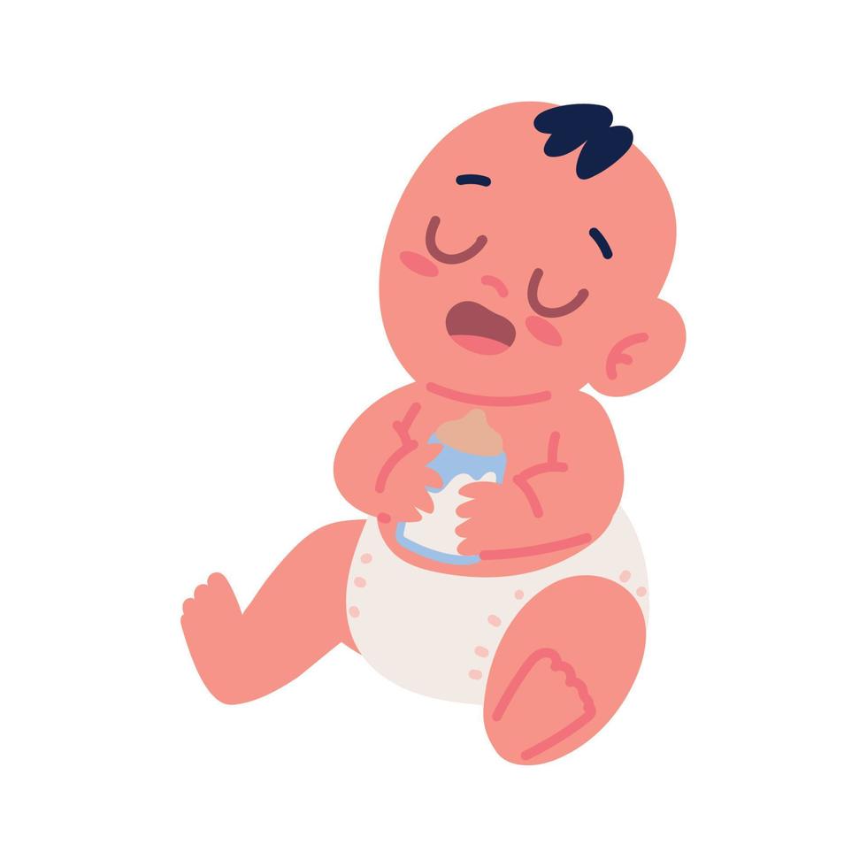 baby with feeding bottle vector