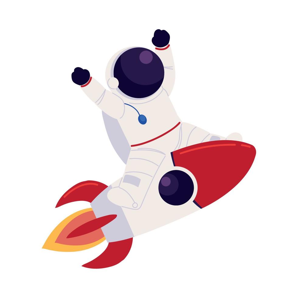 astronauta en cohete vector