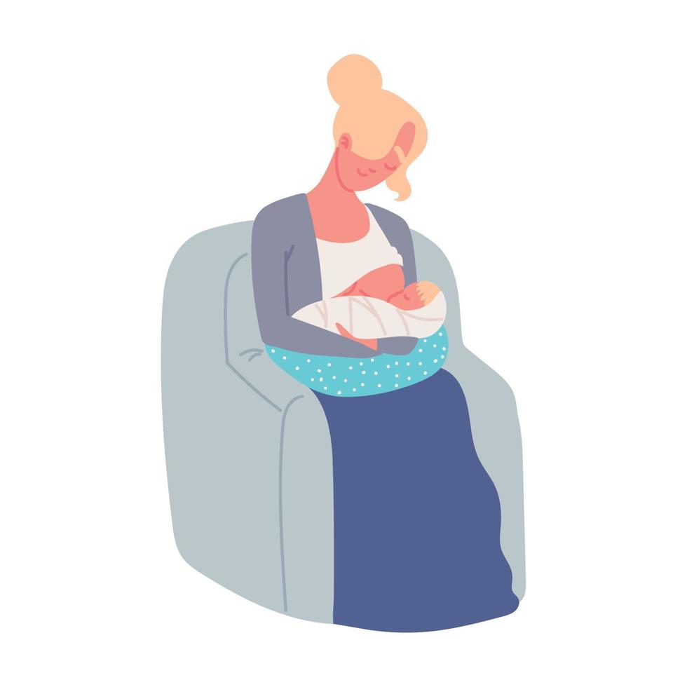 mom and baby breastfeeding vector