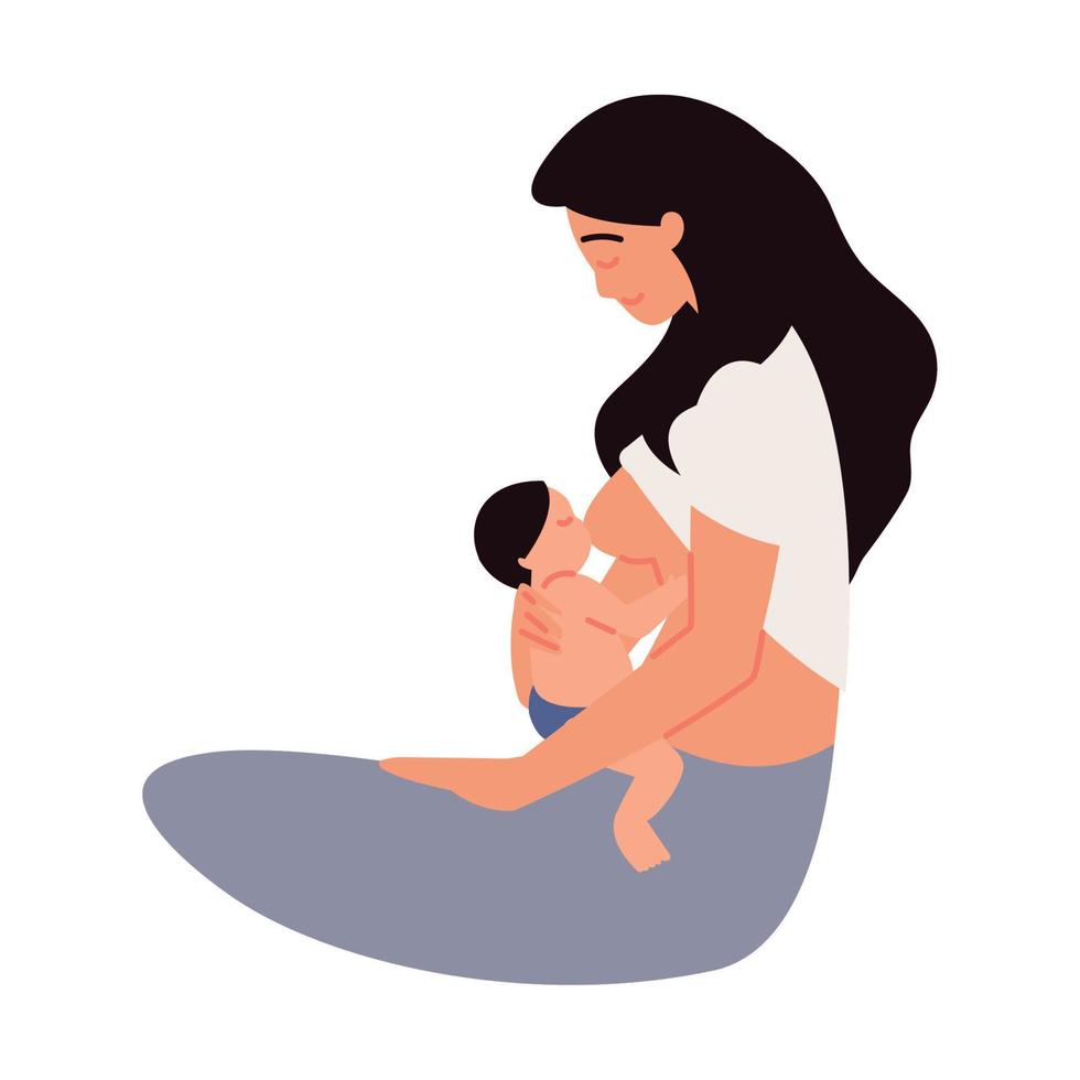 woman feeding a baby vector