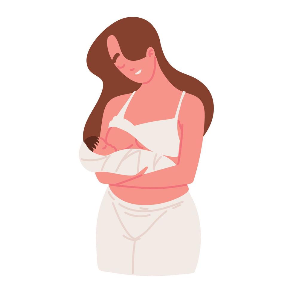 mother feeding a baby with breast vector