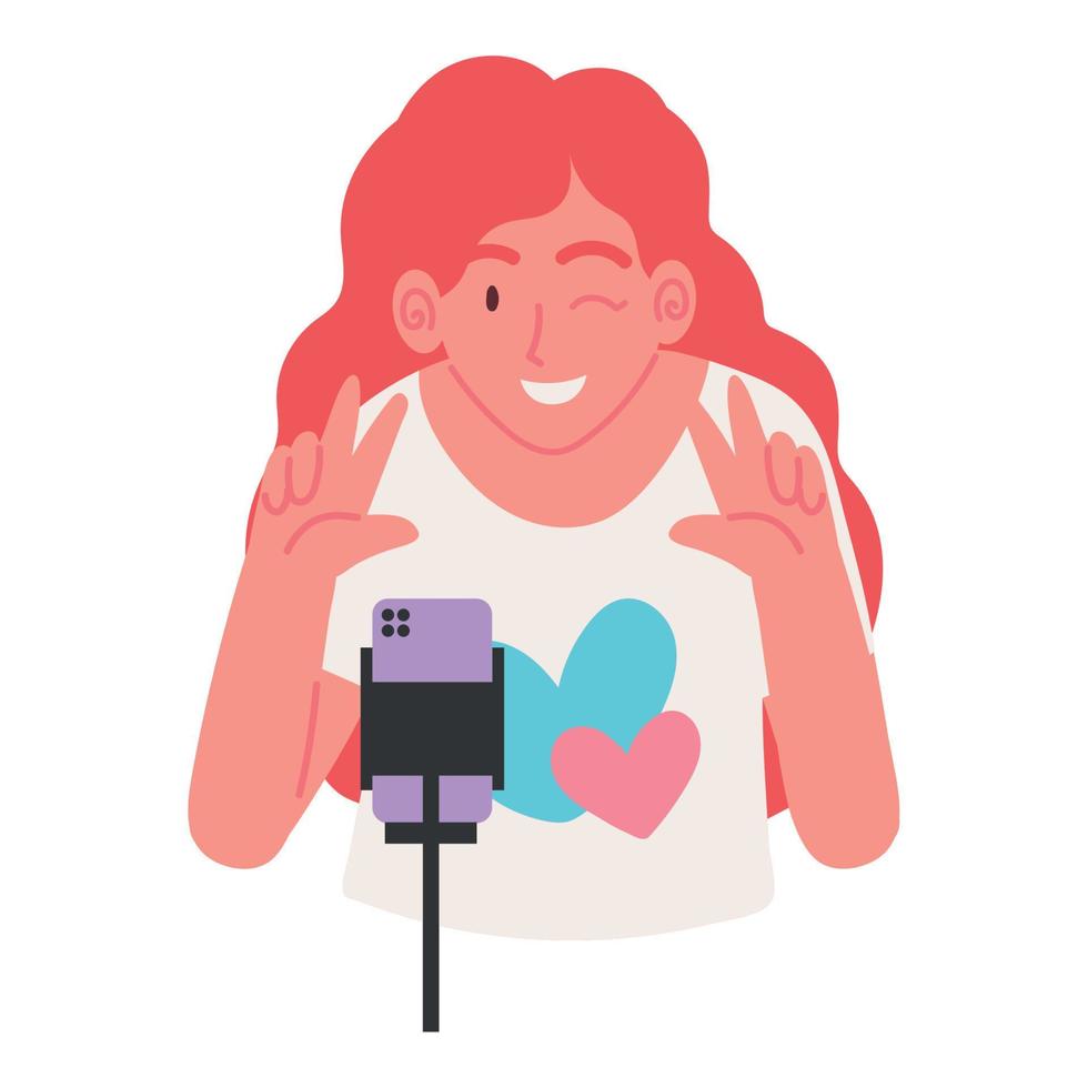 influencer talking by smartphone vector
