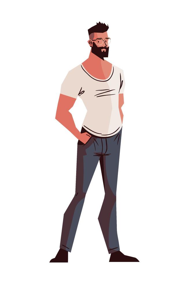 hombre barba con gafas vector