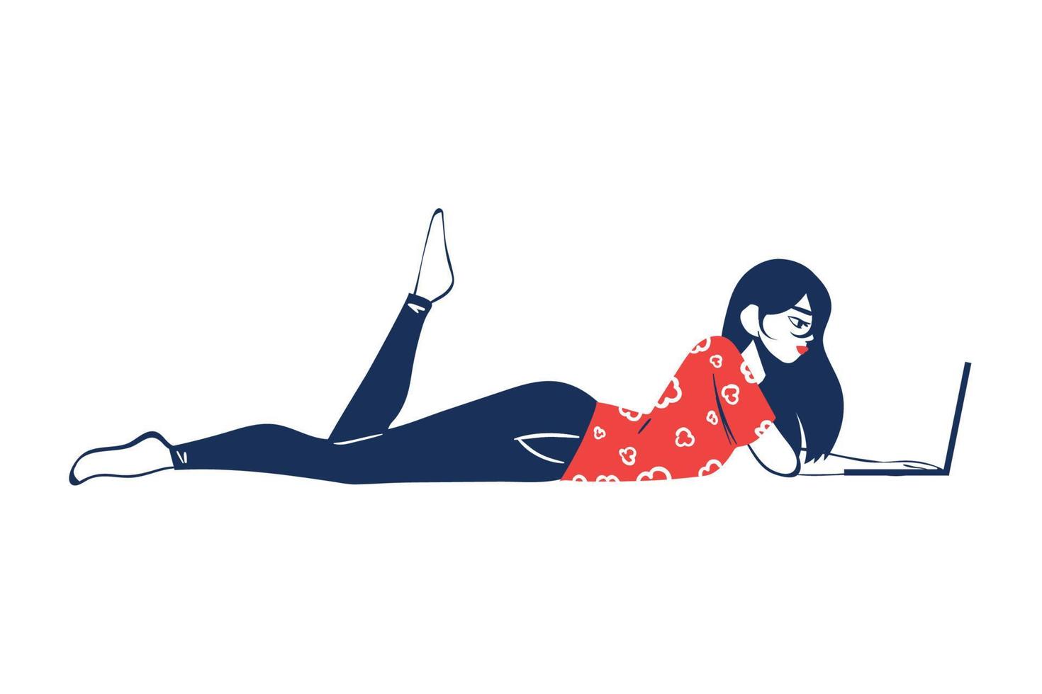 woman chilling and using laptop vector