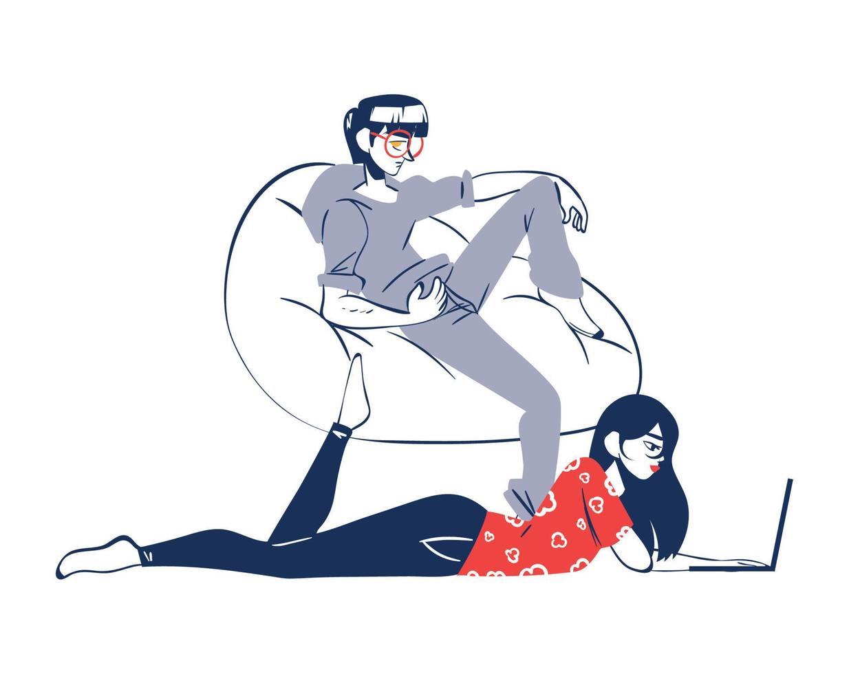 couple chilling together vector