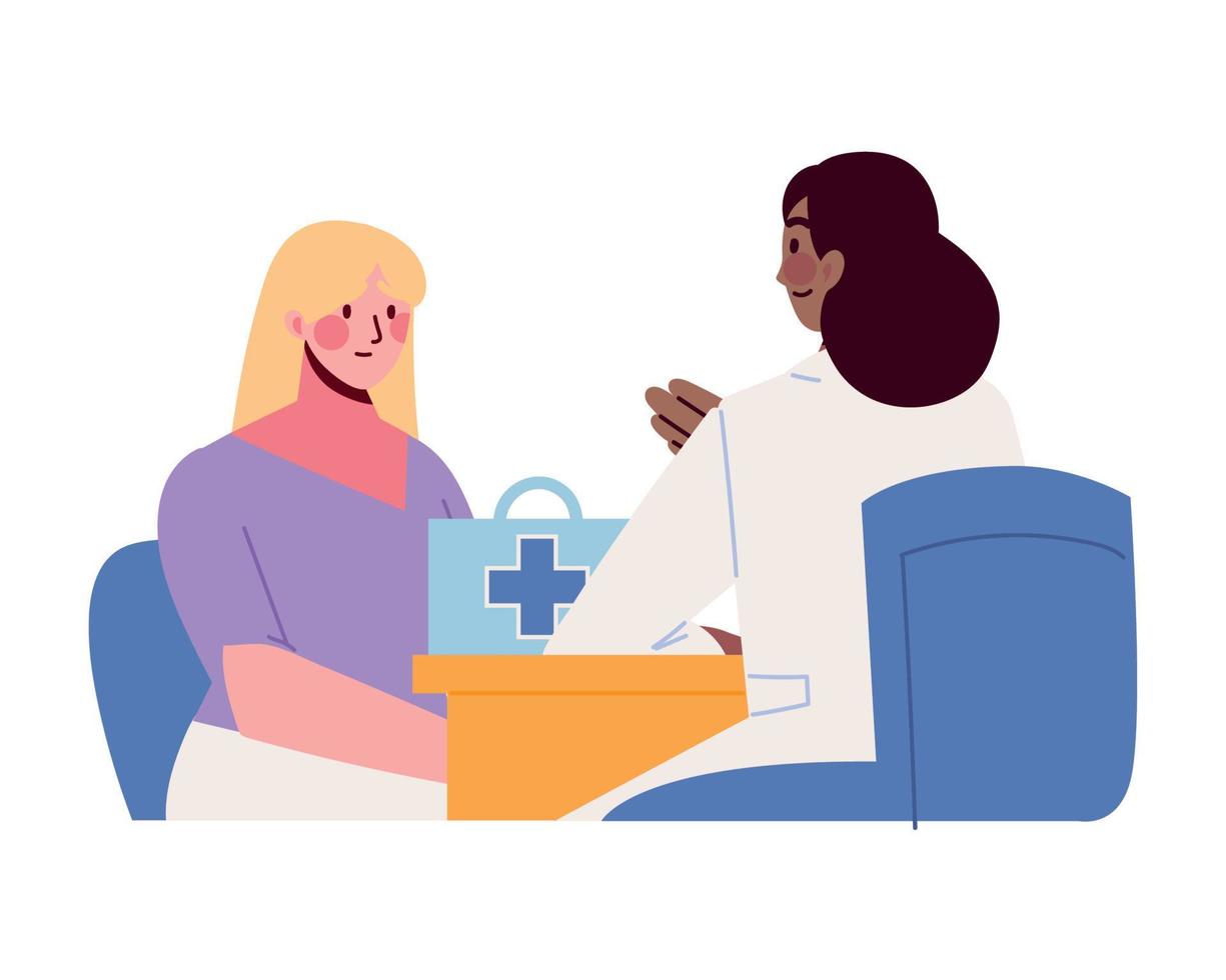 woman doctor with patient vector