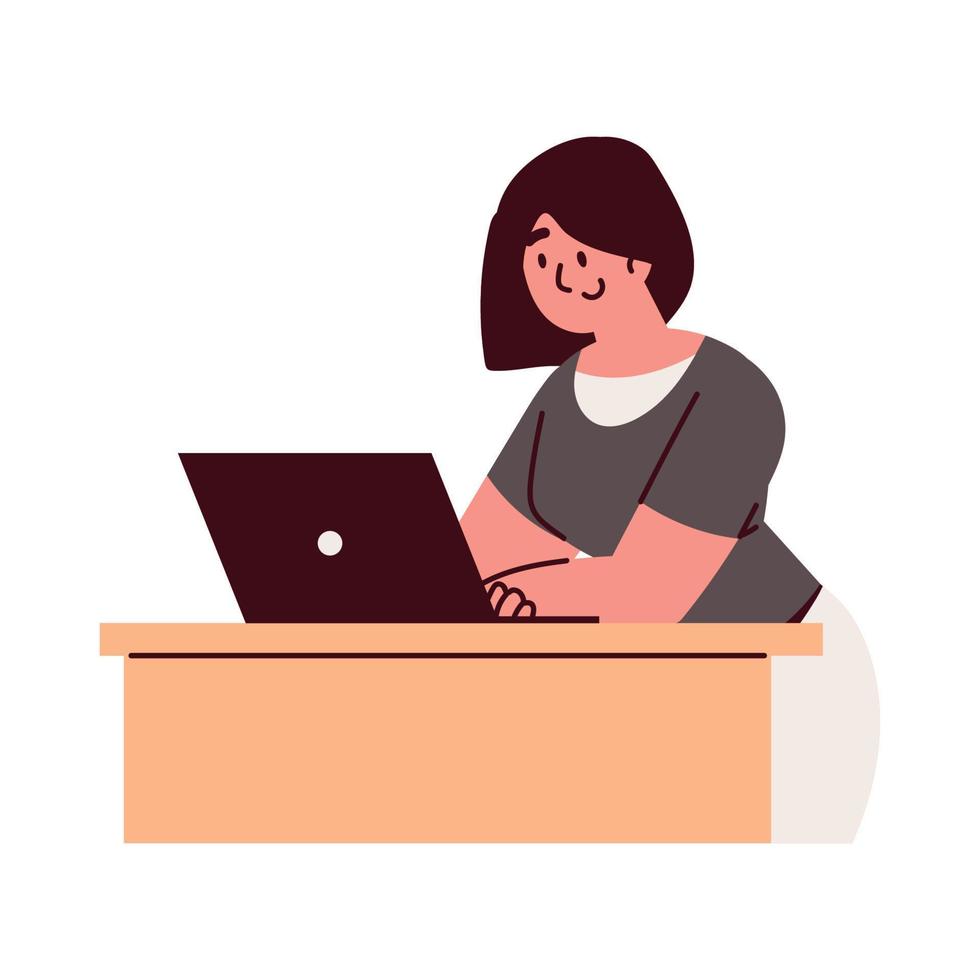 woman working with laptop vector