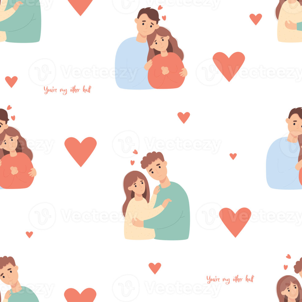 Seamless pattern with loving couple png