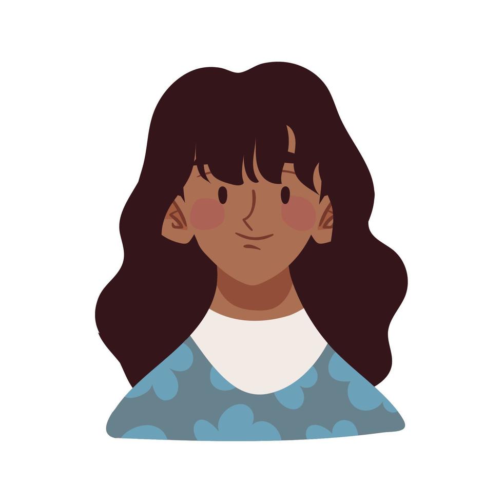 woman with long hair avatar vector