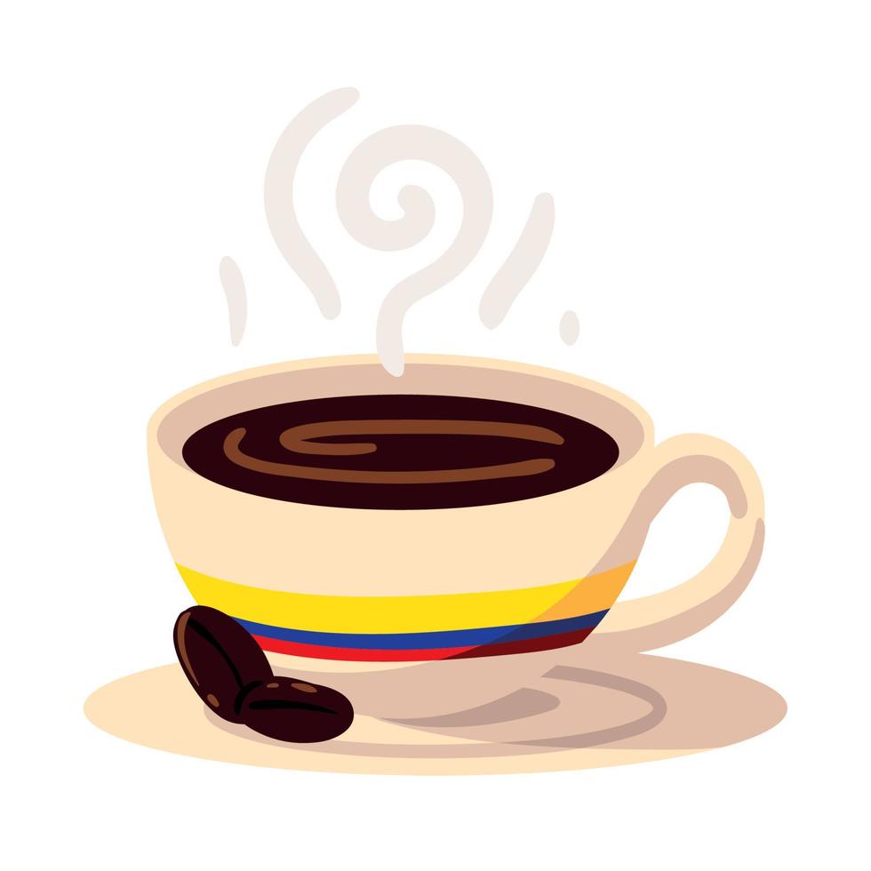 taza de café colombiano y frijoles vector