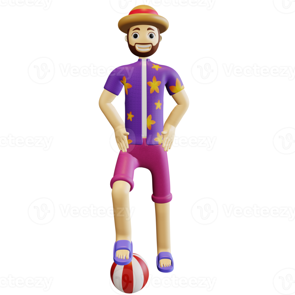 3d summer character with ball png