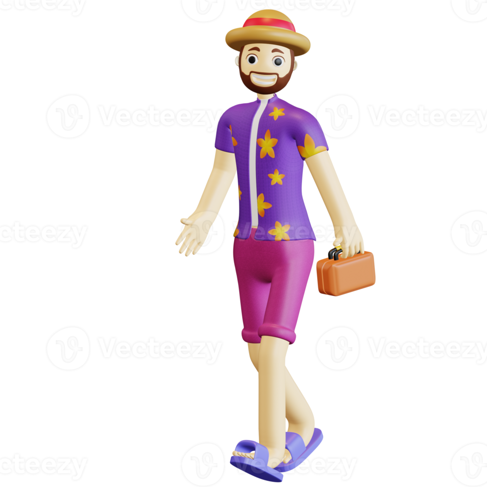 passeio de personagem de verão 3d png