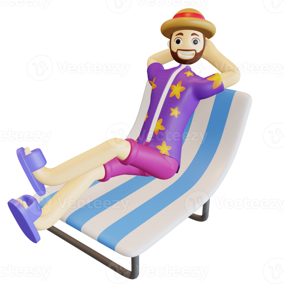 personaje de verano 3d relajarse png