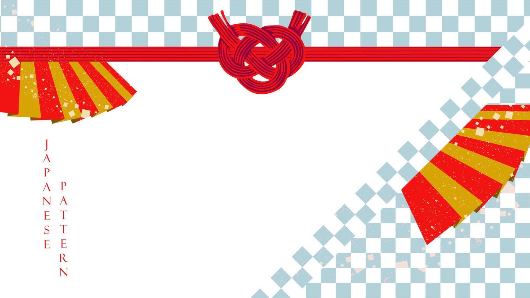Japanese background with Asian vintage pattern vector. Abstract art decoration. Geometric pattern with red ribbon elements banner in vintage style. vector